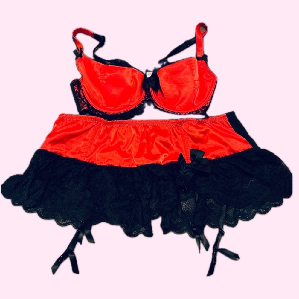 Cacique Red and Black Balconette Bra Intimates